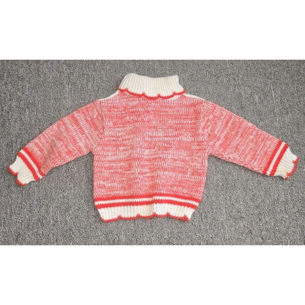 Vintage Baby Sweater 18M Strawberry Knit Red White Toddler Retro Cottagecore - Picture 6 of 7